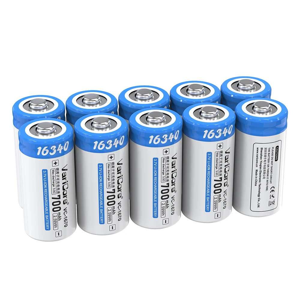 VariCore VC-1670 16340 700mAh with Tip 3.7V Li-ion Rechargeable Battery for Sweeper Digital Camera Remote Control Versat