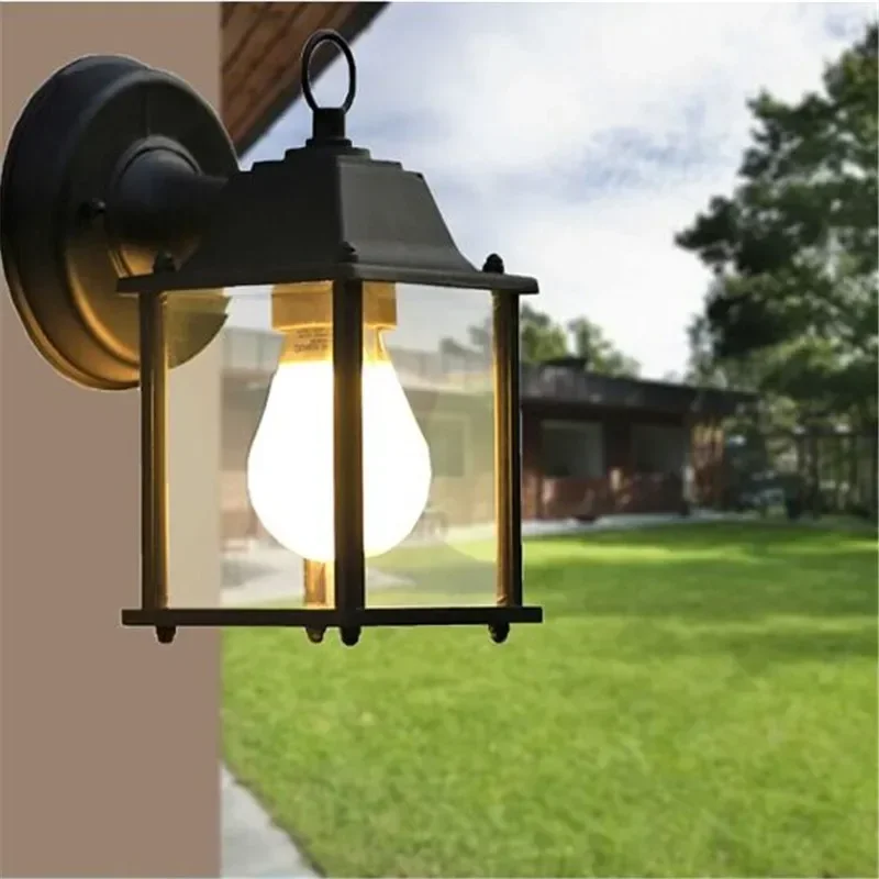 1X Lampade da parete per portico a LED per esterni in stile europeo Lampade da esterno impermeabili per balcone/corridoio/corridoio/giardino (nero)