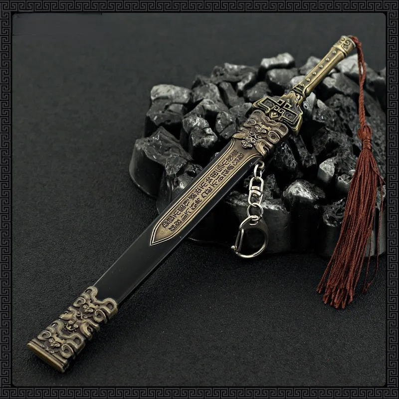 22CM/8,66 pulgadas Naraka: Bladepoint juego periférico espada larga espada Xuanyuan espada artesanal totalmente de Metal con funda espada de juguete modelo regalo