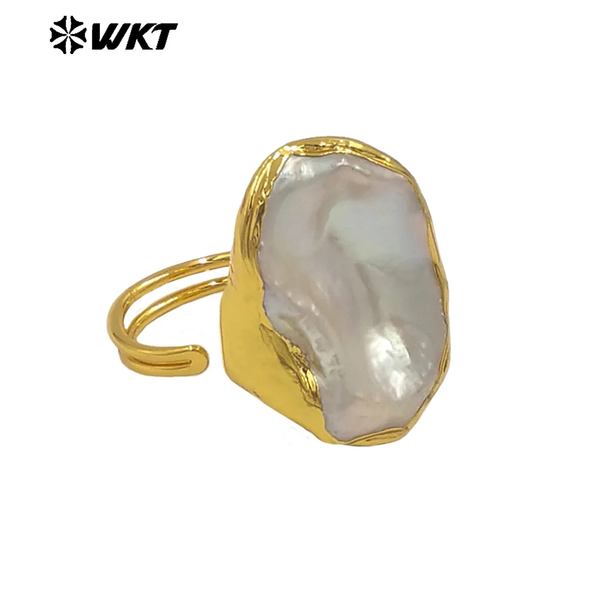 

WT-MPR136 Natural Iregular Freshwater Pearl With 18k Gold Plated Opeaning Ring For Women Birthday Gifts Fine Accessory