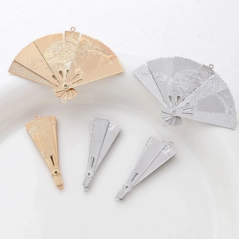 Mini Foldable Fan Copper Sheet Pendant Classic Openable Phoenix Fan Charms for DIY Earrings Pendant Jewellery Making Accessory