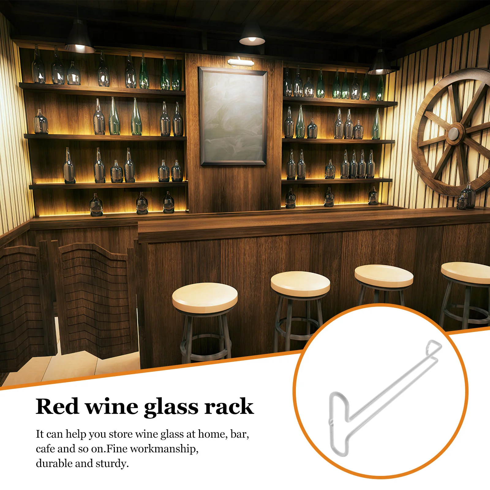 Estante para Copas de Vino, Diseño Rojo para Colgar Boca Abajo, para Almacenamiento en Cocina o Bar, Soporte para Copas, Organizador, Exhibidor, Colgador de Copas