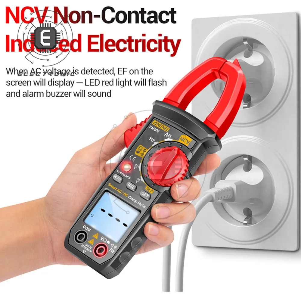 PN200 Digital Clamp Meter DC/AC 600A Current 4000 Counts Multimeter Ammeter Voltage Tester Car Hz Capacitance NCV Ohm Test