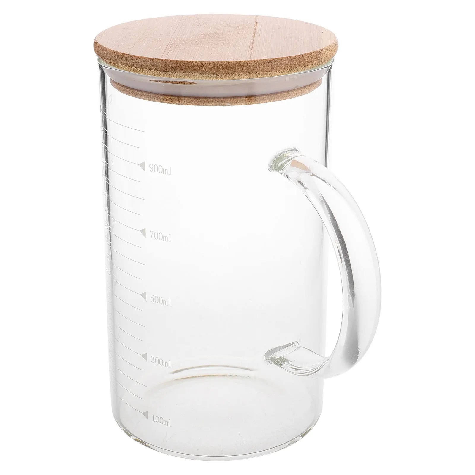 

1000Ml Glass Measuring Container Lid Handle Elegant Design Suitable Any Setting Daily Use Iced Tea Coffee Wine