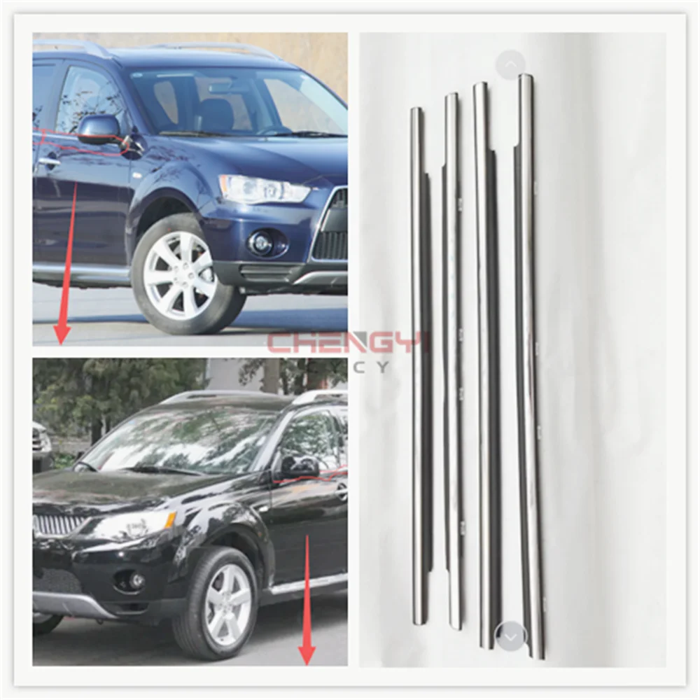 

Glass Outer Layering Car Door Weatherstrip Moulding Trim Window Seal Belt For Mitsubishi Outlander CW4 CW5W CW6 2006-2012 Chrome