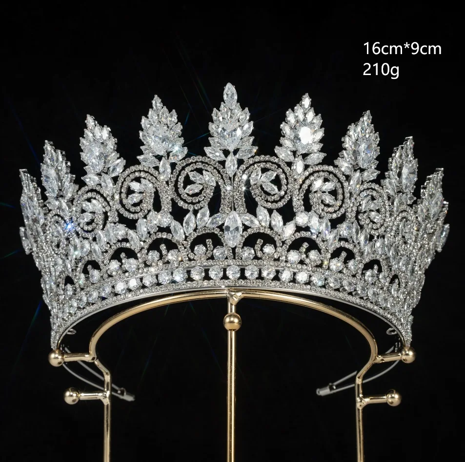 

5A Zirconia Royal Queen Crowns For Women Luxury Big CZ Bridal Crowns Tiaras For Wedding Headpiece Pageant Party Diadem Headdress