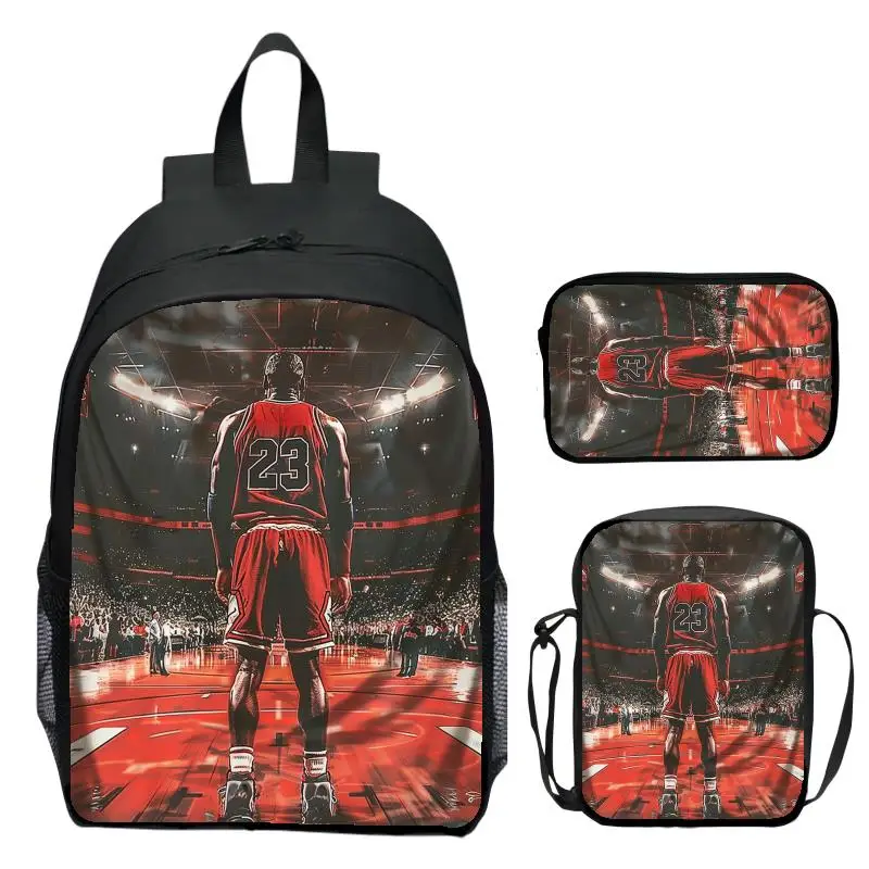 3pcs/set Digital Printed Basketball Star Womens Backpacks Kids School Backpack for Girls Schoolbag Mens Shoulder Bag for boys