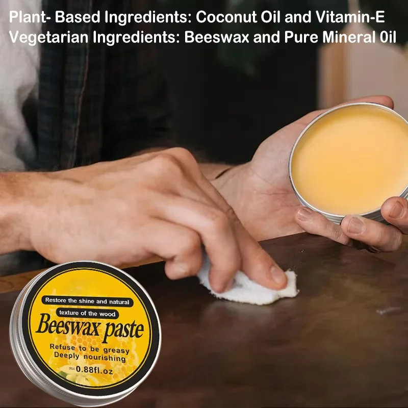 Food Grade Chopping Board Beeswax Paste – Coconut Oil & Vitamin E, Deep Nourishment for Wood, Restores Natural Shine (3/25/80g)