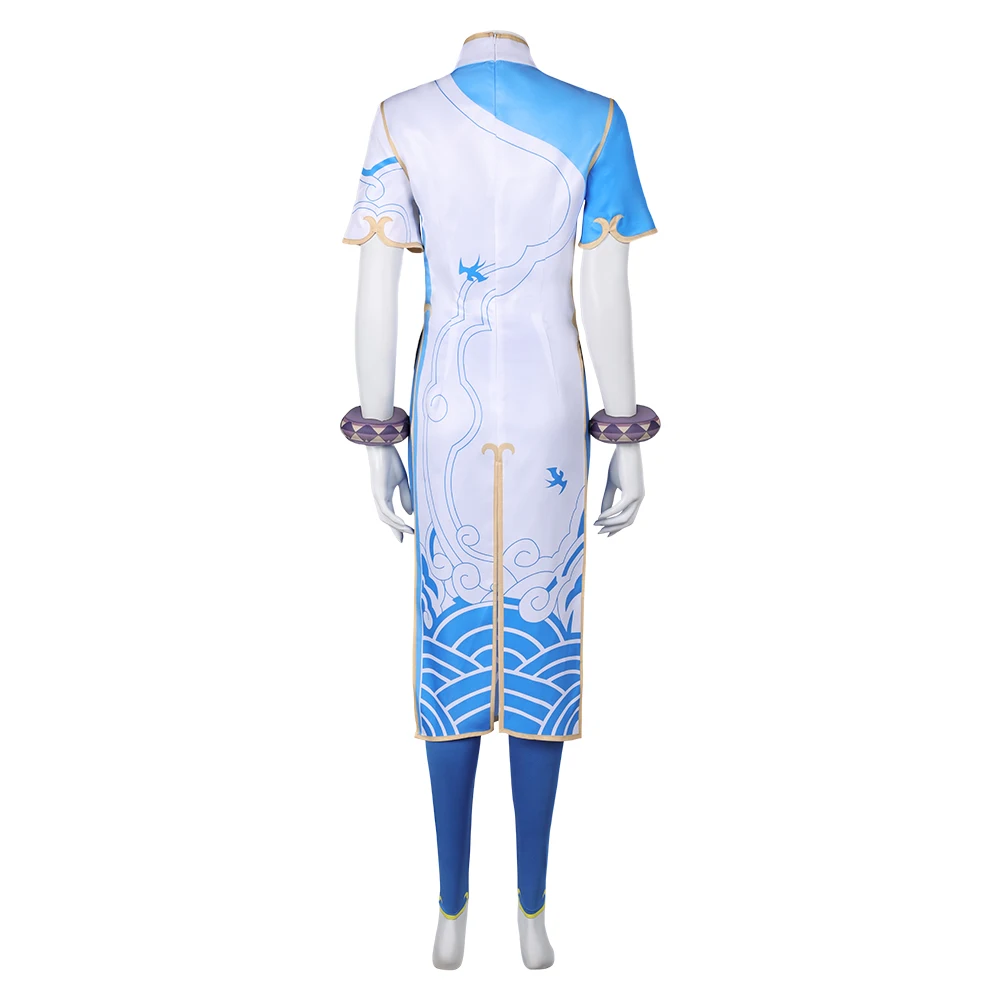 Fighter Game SF Chun Li Cosplay Costume Cheongsam Dress Pants Pearl Earrings Girls Women Adult Halloween Carnival Disguise Suit