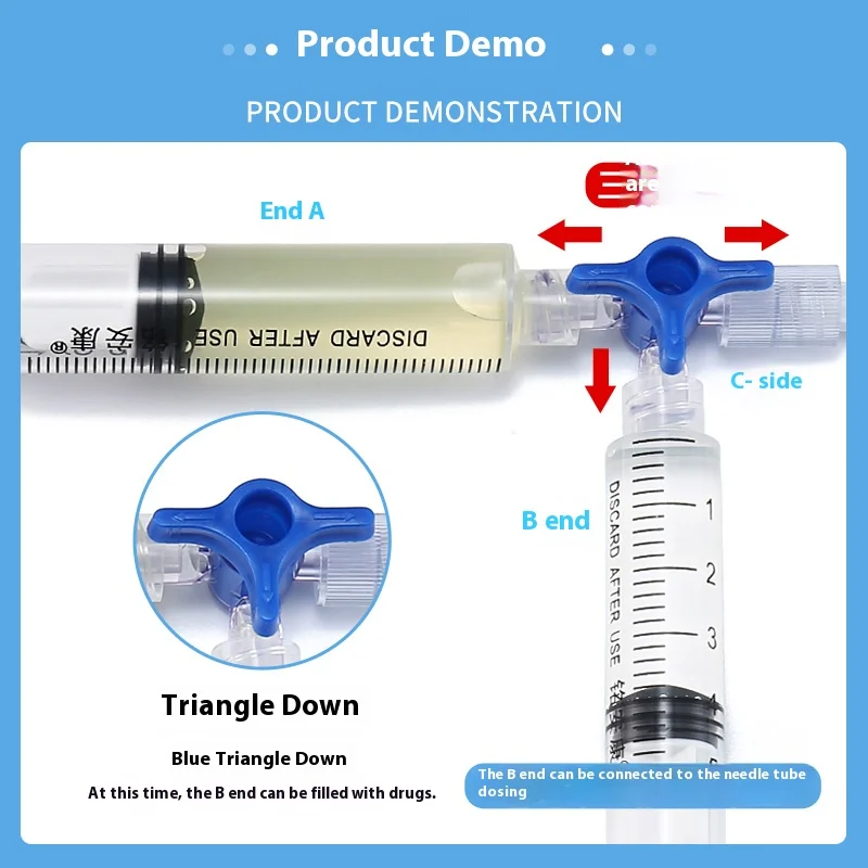 50pcs Disposable Medical Valve 3-Way Stopcocks with Luer Connections Male Lock for School Projects