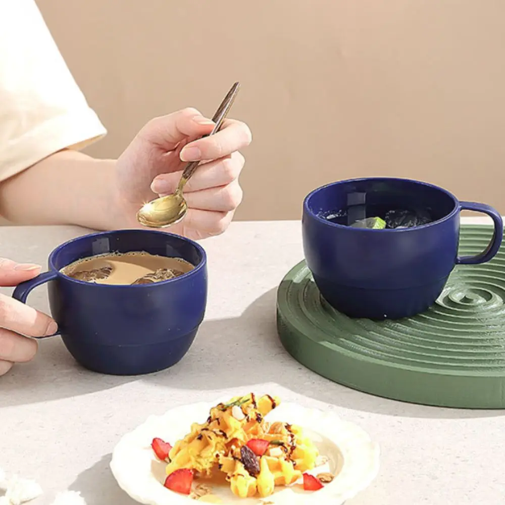 6PCS Practical Unbreakable Plastic Coffee Cup Microwave-safe Reusable Camping Coffee Mug Thickened Family Tea Cup Office
