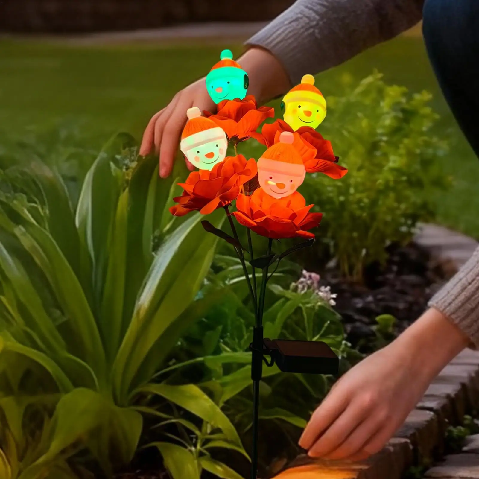 

Солнечные рождественские огни, водонепроницаемые розовые снеговики, рождественские солнечные фонари, уличный декор для двора, патио, крыльца, лужайки, дорожки