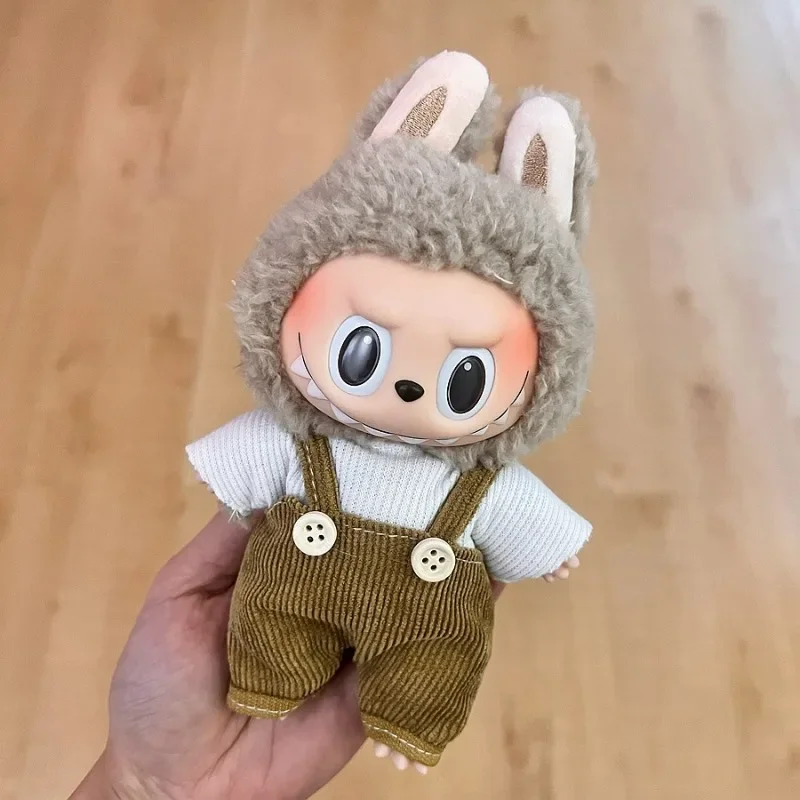 

The Perfect Combination of White Knitted Sweater and Multi-color Overalls for Labubu Clothing Is Suitable for Various Occasions