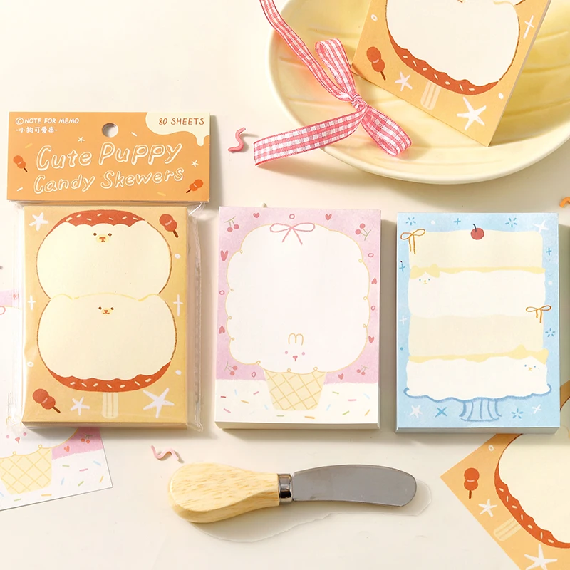 Bloc de Notas Adhesivas Kawaii de 80 Hojas con Lista de Tareas Diarias, Papel de Mensajes con Dibujos Animados Estilo INS para Scrapbooking y Material Escolar