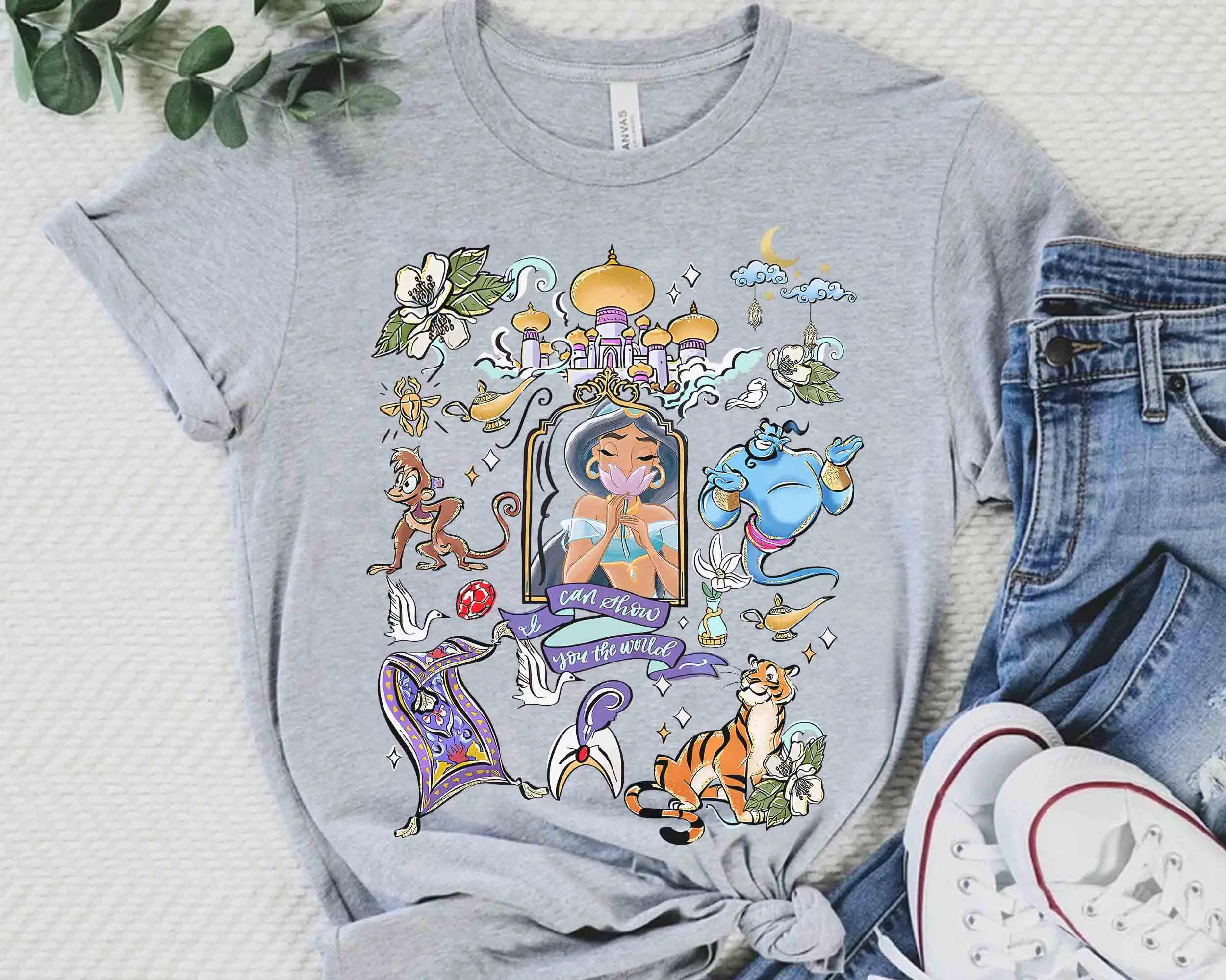 Comfort Colors ®   Koszulka Księżniczki Jasmine z Disneya, Koszulka Aladyna i Jasmine, Cały Nowy Świat, Koszulka Magic Kingdom