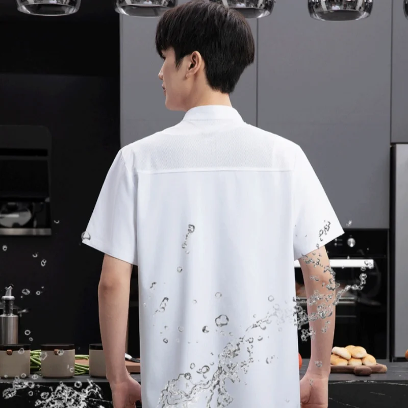 تقديم الطعام فندق مطعم الشيف قصيرة الأكمام رقيقة الصيف موحدة المعجنات الشيف مخبز الشيف مقصف ملابس العمل ملابس المطبخ مع