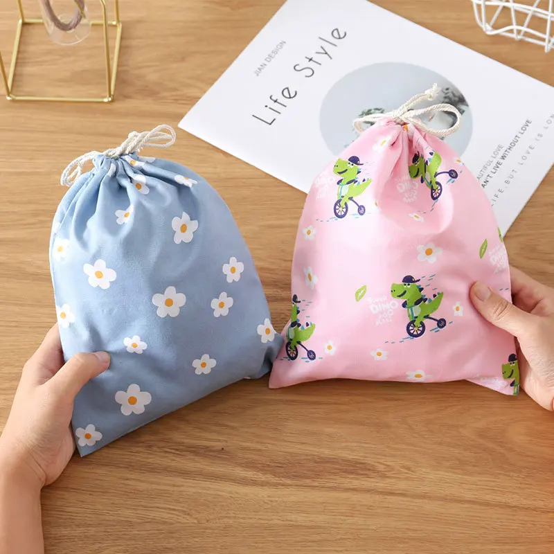 1pc Fresh Comestic Shopping Makeup Bag Pouch Cute Drawstring Storage Bag Travel Portable Clothes Bra Organizer Bag Socks