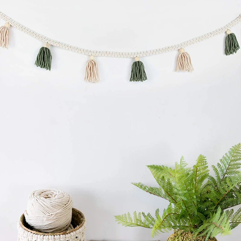 Macrame Woven Tassel Garland Basket Decorative Wall Hangings Wall Pediments For Boho Home Decor,Nursery Room(3 Pack)
