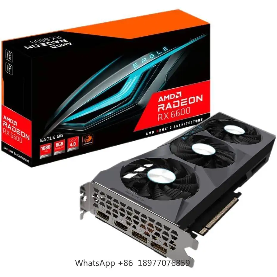 Placa de vídeo para jogos RX6600 RX6600XT 8GB Eagle Original RX6600 RX6600XT 6600 6600XT 8GB Placa gráfica a preço de atacado