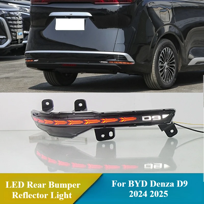 

For DENZA D9 2022 2023 Car LED Rear Bumper Reflector Light DRL Rear Fog Lamp Brake Lights with Dynamic Turn Signal Reverse Light