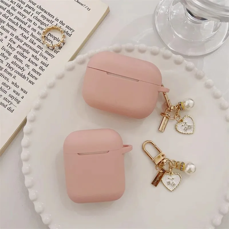 Étui pour écouteurs en silicone rose mignon pour Apple AirPods Pro 2, boîte pour casque, porte-clés coeur d'amour vintage, 1, 2/3