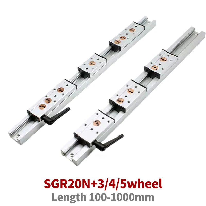 Built-in dual-axis linear guide 47mm SGR20N Roller slide 1 SGB20N block and 1 SGR20N guide Length 100-1000mm Woodworking slide