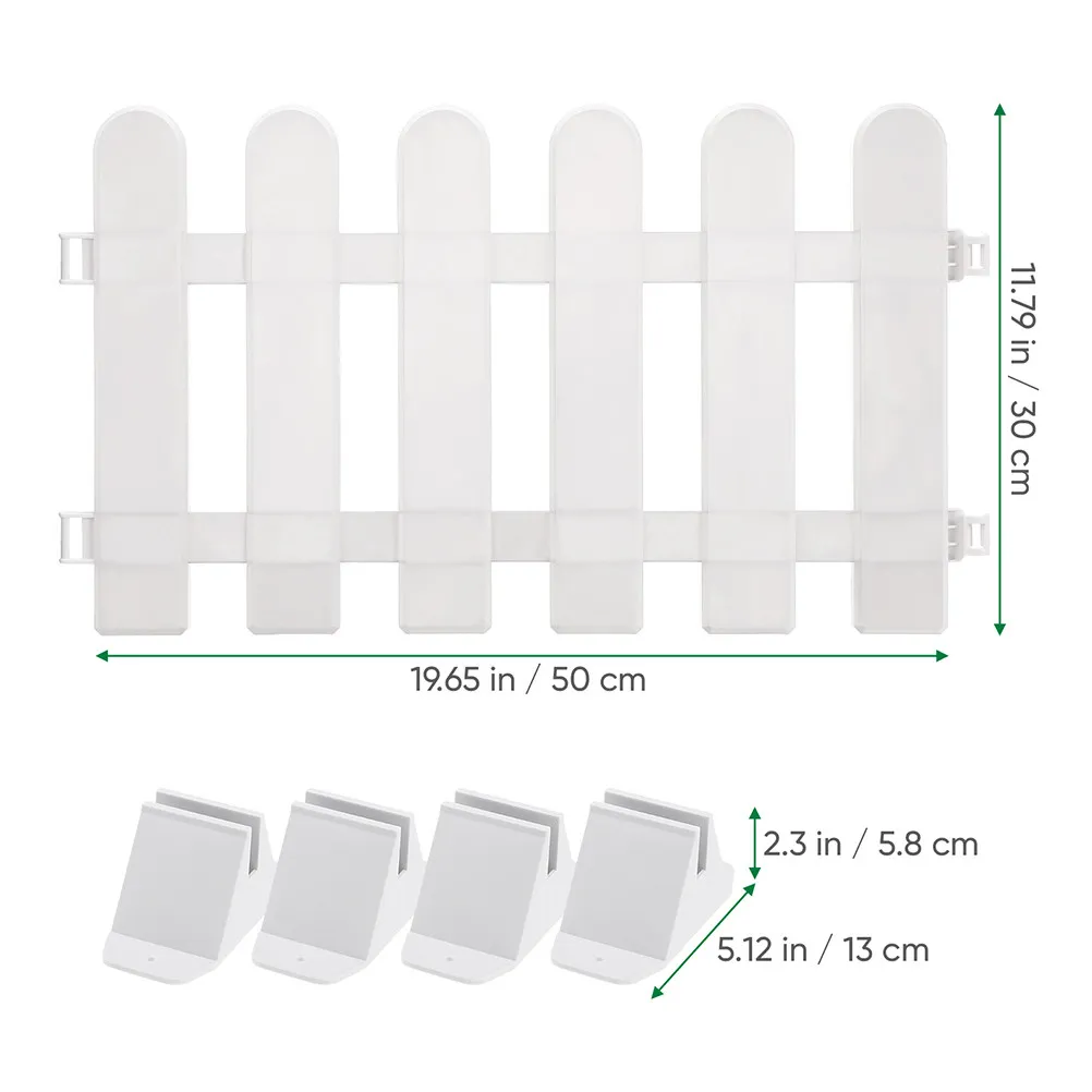 4Pcs White Plastic Picket Fence Decorative Garden Border Panel Indoor Outdoor Lawn Edging Flowerbed Borders Courtyard Fence