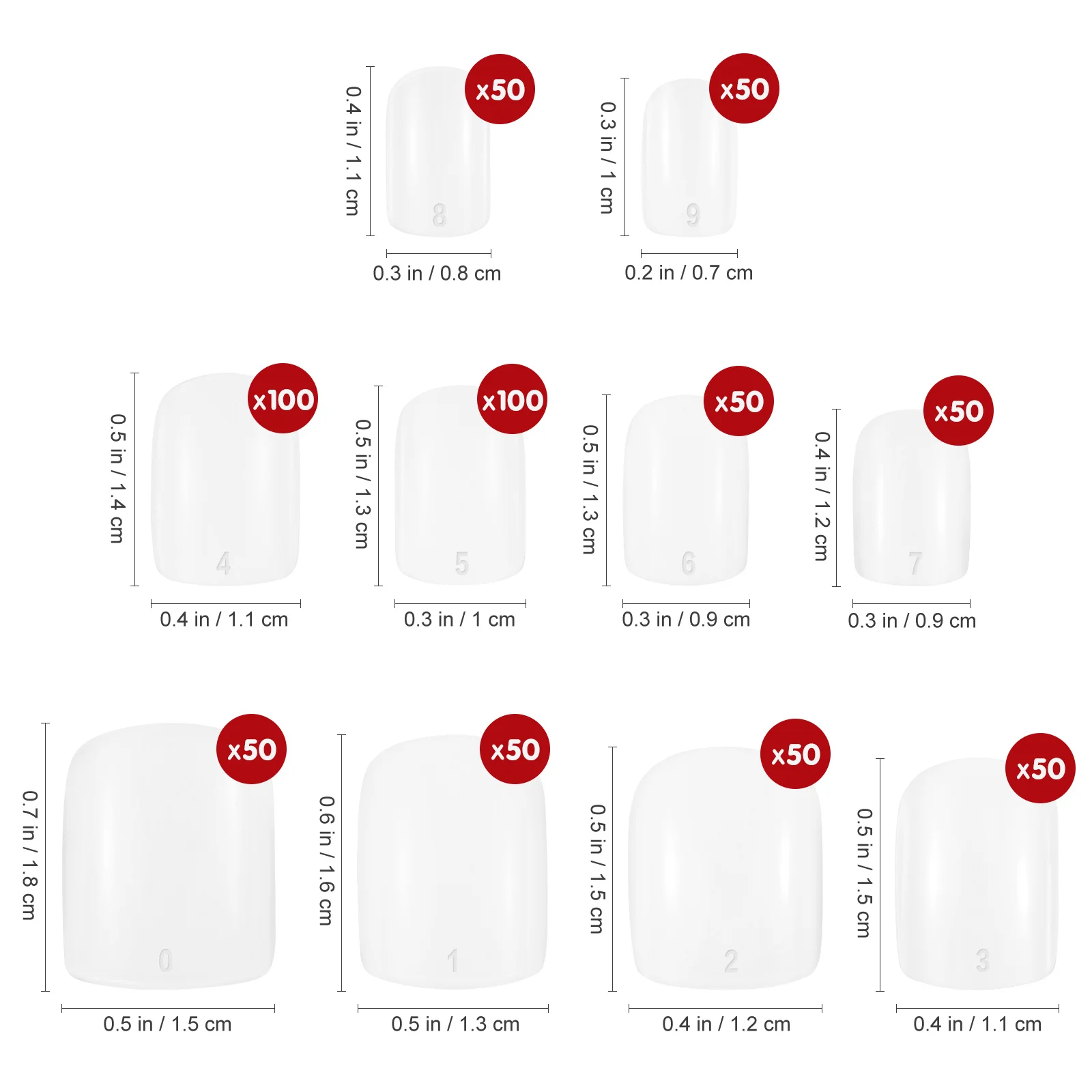 สติ๊กเกอร์ติดเล็บปลอม 600 ชิ้น ลายสี่เหลี่ยม สำหรับตกแต่งเล็บผู้หญิง แบบใส ของขวัญสุดเพอร์เฟค