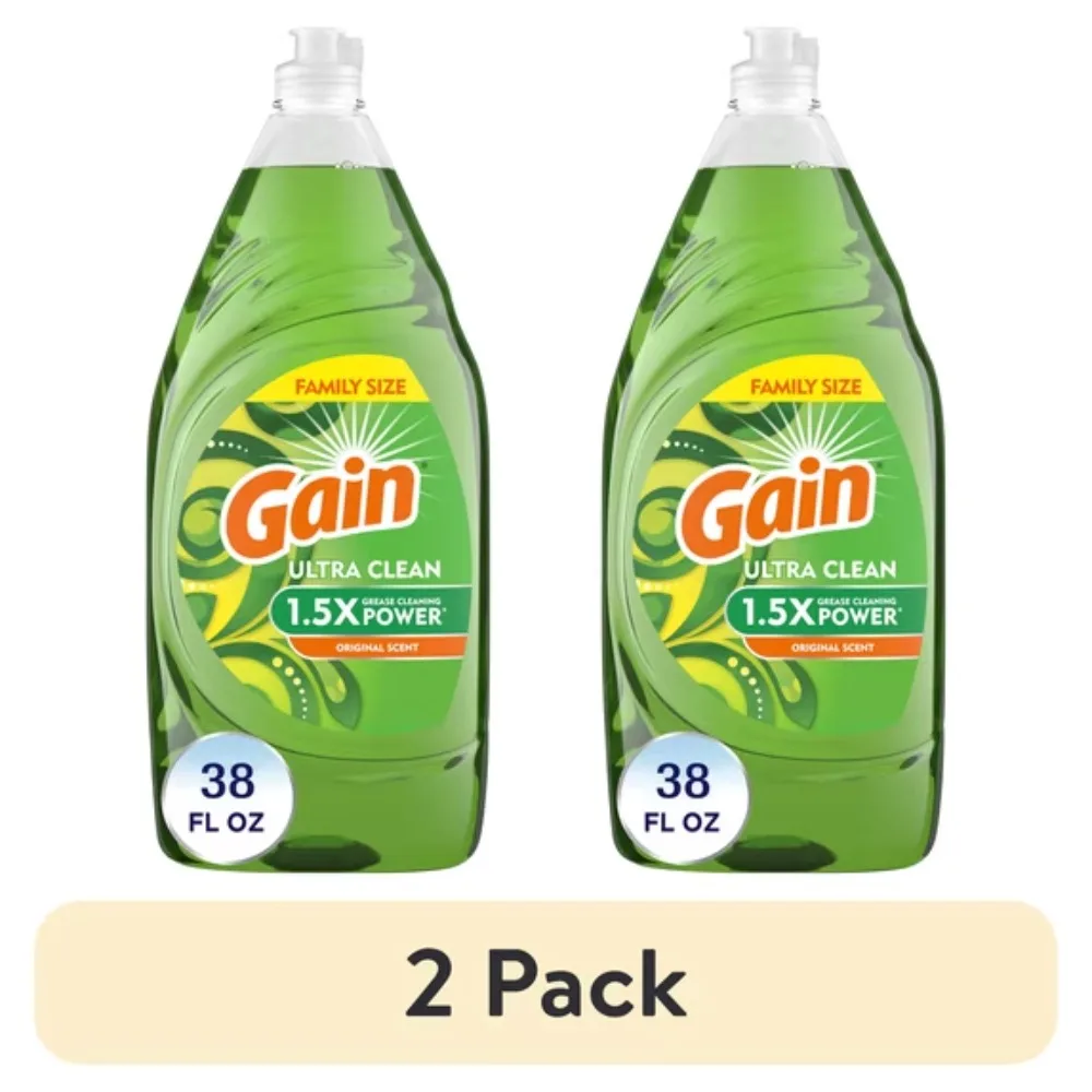 (2 pack) Gain Ultra Dishwashing Liquid, Original, 38 fl oz