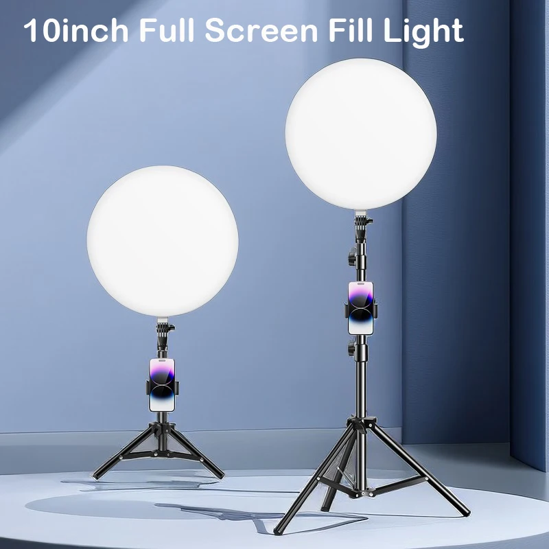 10inch Photo Studio LED Video Round Ring Full Screen Fill Lamp Light Panel Photography Lighting Remote Working With Tripod Stand