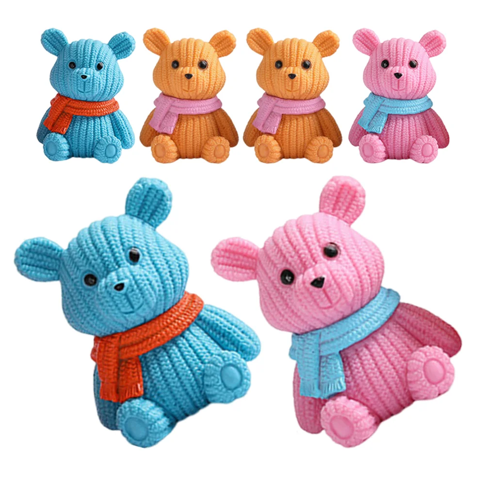 6 Pcs Mini Bear Ornaments Car Accessories Interior Decor Animals Figures Toy Dashcams for Cars