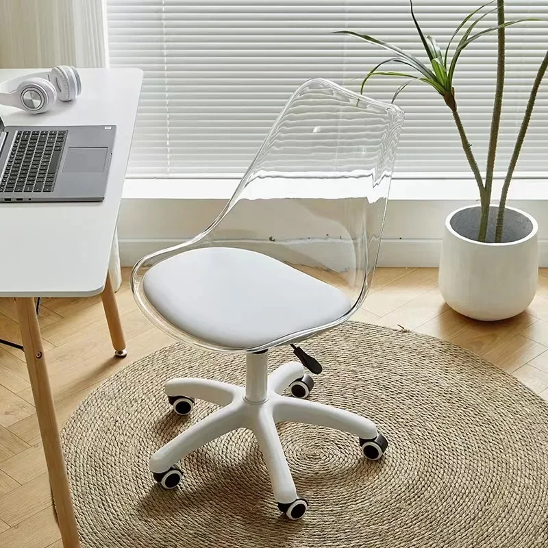 Computer Chair Rotary Wheel Lifting Family Makeup Chair Simple Small Space Office Chair Transparent StudyChair Leisure