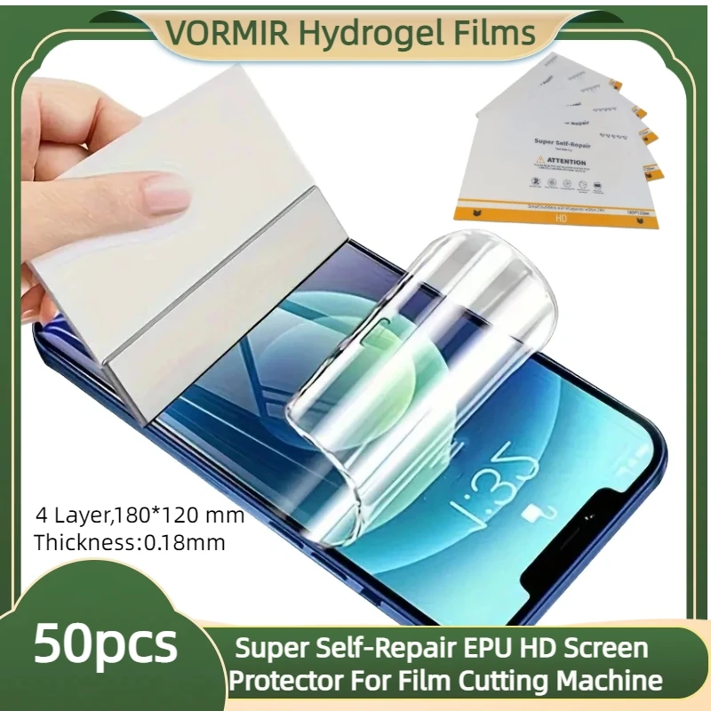 

50pcs Super Self-reapir HD Hydrogel Screen Protector Auto-repairing Soft Custom EPU Clear Mobile Phone Film For Cutting Machine
