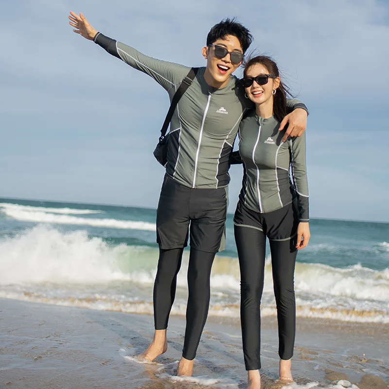 

3-5 Pieces Long Sleeve Rash Guard Set Women's/Men's Athletic Swimwear Tankini with Boyshorts Leggings Tight Fit Swimsuit