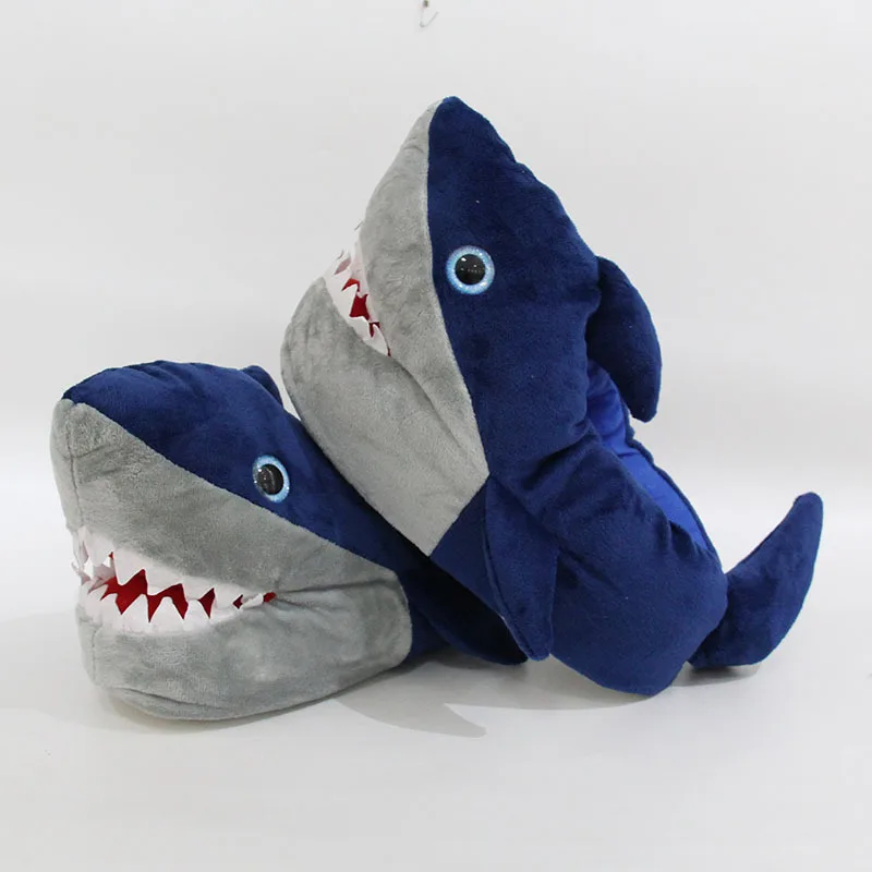 Pluszowe kapcie Cute Cartoon Shark dla mężczyzn i kobiet, miękkie zwierzęce zabawne domowe zimowe ciepłe buty podłogowe