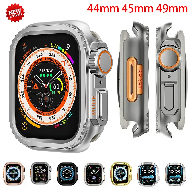 

Металлический чехол для часов 45 мм, 44 мм, 49 мм для Apple Watch Series 11 10 9 8 7 5 6 4 SE3 45 мм, спортивный чехол для защиты от ультра-защиты