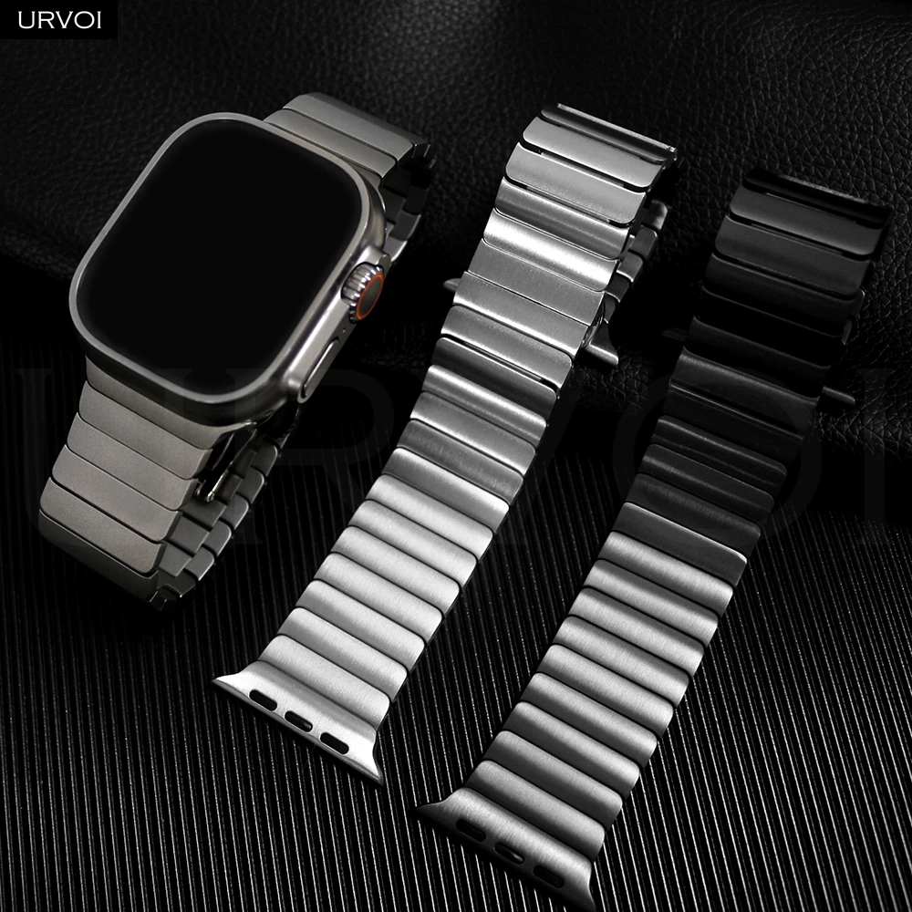 URVOI Band for Apple Watch Ultra 2 Series 10 9 8 wide Link bracelet stainless steel strap butterfly clasp wristband for iWatch