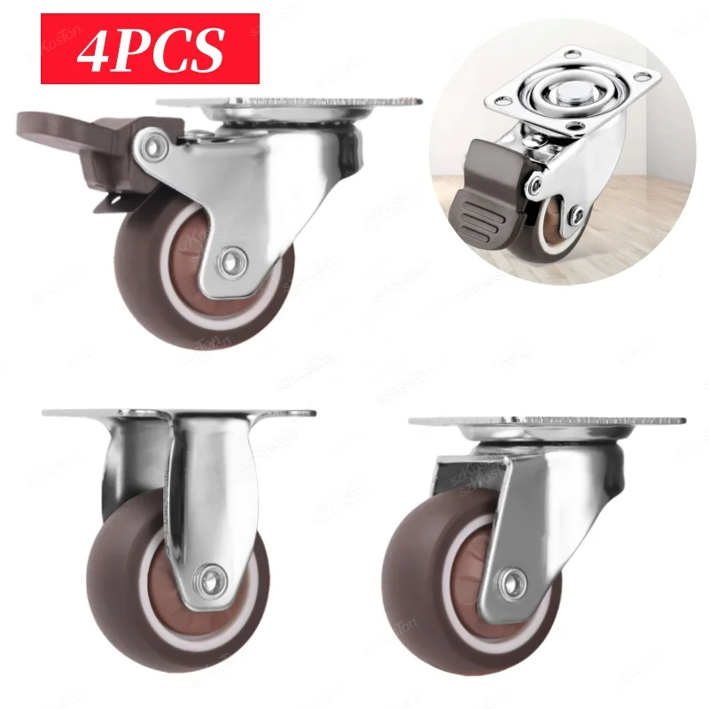 

4Pcs Universal Swivel Casters Heavy Duty Furniture Wheel Castor Silent Trolley Wheels for Table Chair Sofa with Safety Brake