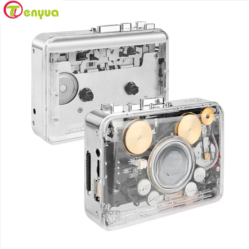 TenYua Cassette Tape Player Recorder USB Portable Transparent Shell Cassette Capture To MP3 Format U Disk Tape Music Player