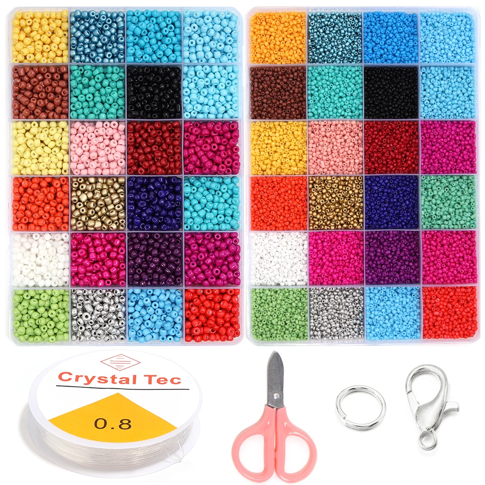

1-2Set 2 3 4mm 24 Grid Rice Bead Set Box Colorful Unique Loose Beads Handmade DIY Jewelry Bracelet Earrings Accessories Material