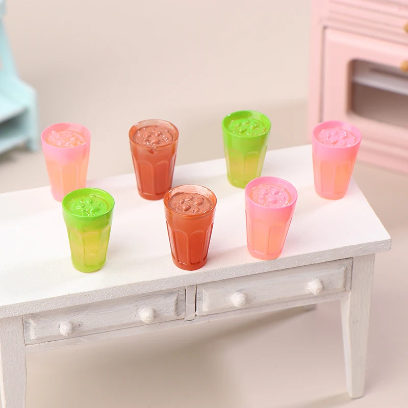 10 ชิ้น 1/12 ตุ๊กตาจําลองนมชาเครื่องดื่มถ้วย Dollhouse Miniature Kitchen ตกแต่งอาหาร Micro ฉาก Photo Props