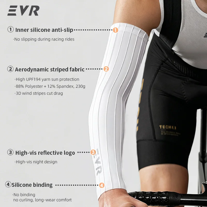 Image 6: Manchons de cyclisme EVR pneumatiques d'été, manchons rafraîchissants, protection solaire, antidérapants, pour hommes et femmes, séchage rapide, protège-bras pour vélo de route