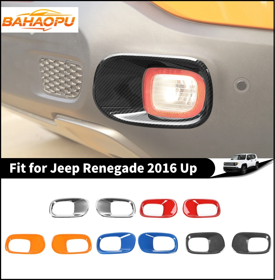 BAHAOPU Car Rear Fog Light Lamp Decoration Cover for Jeep Renegade 2016 2017 2018 2019 2020 2021 2022 Up Exterior Accessories