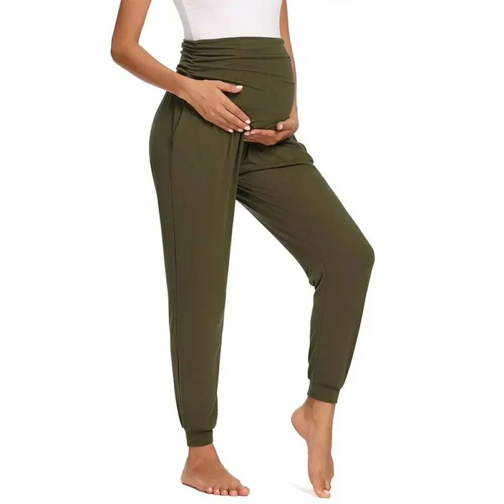 

Womens Maternity Pants Over The Belly Stretchy High Waist Pregnancy Sweatpants Comfortable Casual Pregnanct Joggers with Pockets