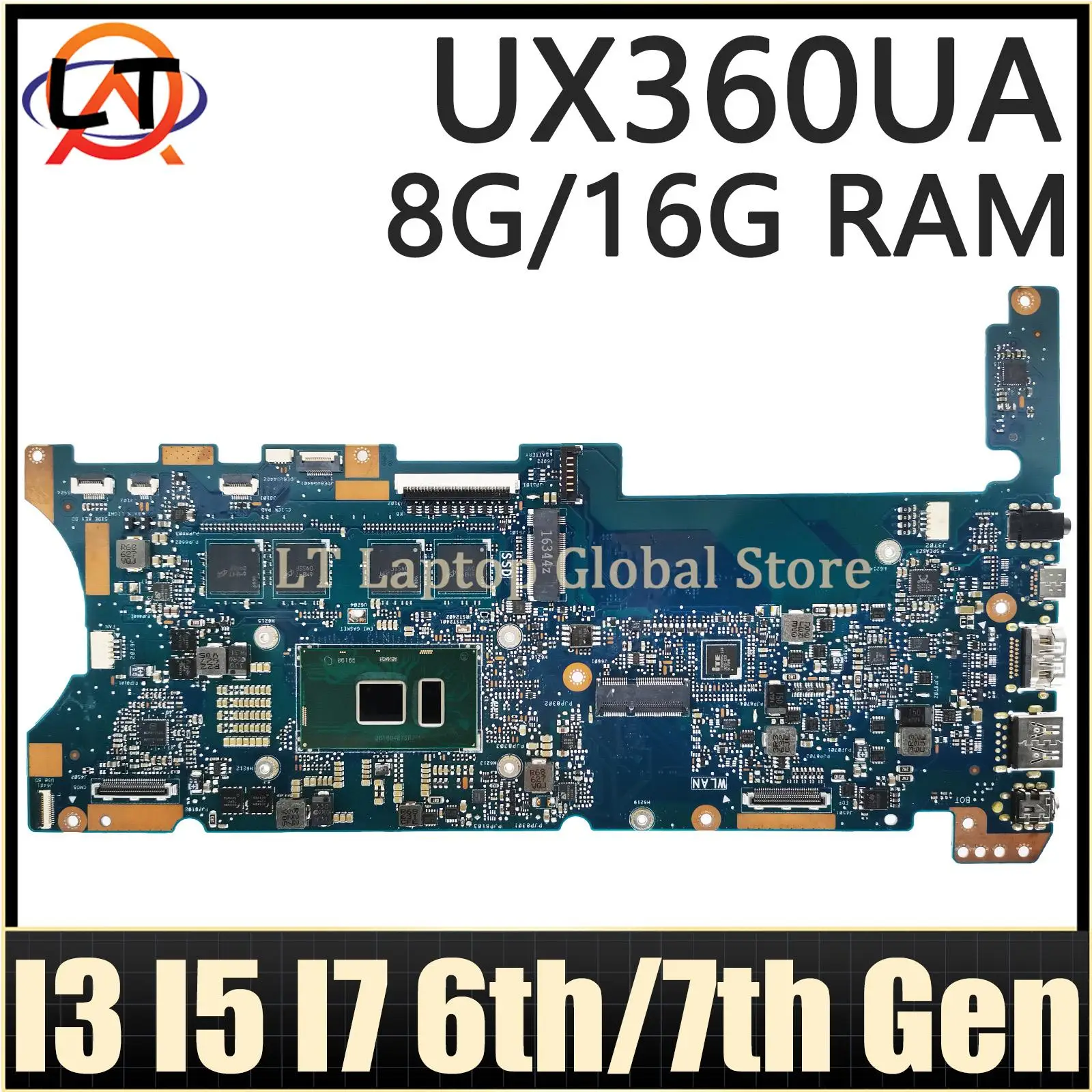 

UX360UA MAINboard For ASUS ZenBook Flip UX360UAK UX360U UX360 TP360UA Laptop Motherboard I3 I5 I7 6th/7th Gen CPU 8GB/16GB-RAM