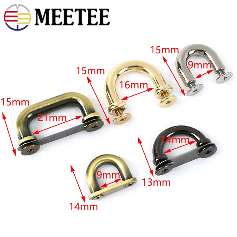 10Pcs Metal Arch Bridge Buckle 9-21mm D Ring Side Clip Clasps Bag Strap Connector Hook Handbag Leather Belt Hardware Accessories