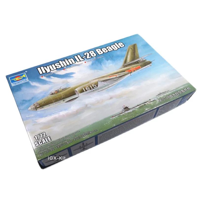 Trumpeter 01604 1/72 Soviet ILyushin IL28 IL-28 Beagle Bomber Military Aircraft Plastic Assembly Model Building Kit Toy Gift