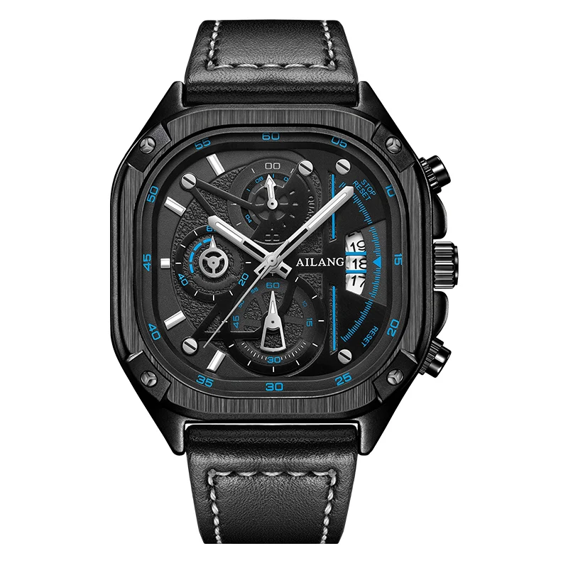 مجموعة ساعات AILANG Tourbillon الجلدية للجنسين، ساعات كوارتز مقاومة للماء مع أيدي مضيئة #4