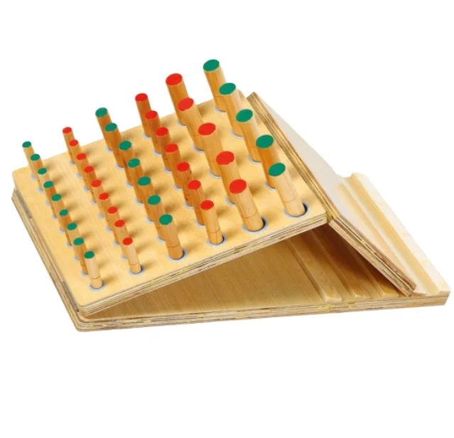 

Adjustable slope wooden peg inserting board