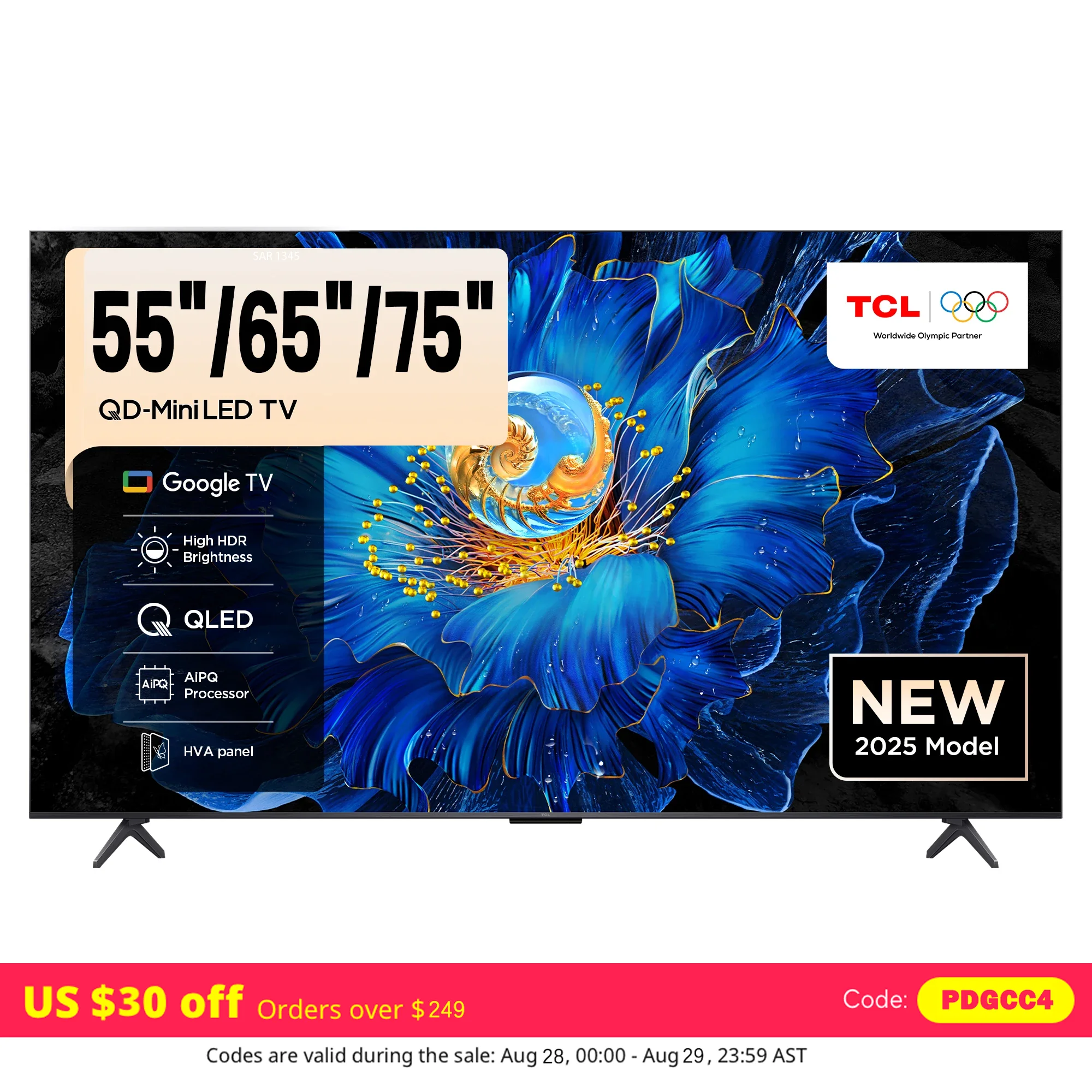 TCL C6KS 55 بوصة/65 بوصة/75 بوصة QD-Mini LED TV 60 هرتز معدل التبريد الأصلي ONKYO 2.1 نظام Hi-Fi معالج AiPQ تصميم نحيف للغاية